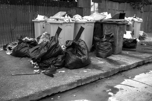 Skip container placed at a construction site in Erith